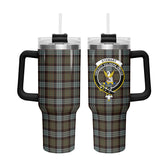 Stewart Old Weathered Tartan Crest 40 oz Insulated Tumbler with Handle